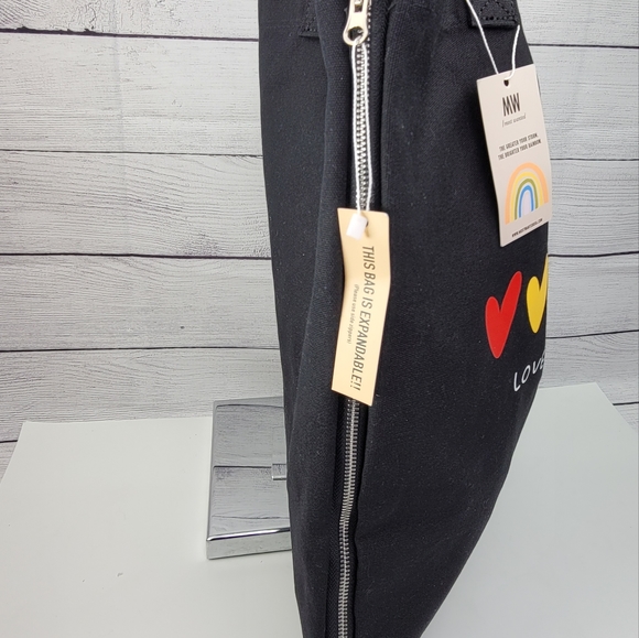 Most Wanted USA Pride Black Cotton Canvas Love is Love Tote Bag - Picture 7 of 16